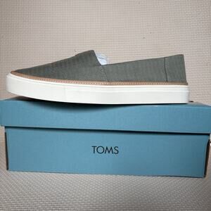 Toms Parker Womens Slip On Shoes Vetiver Gray Tencel Textured Woven Size 12